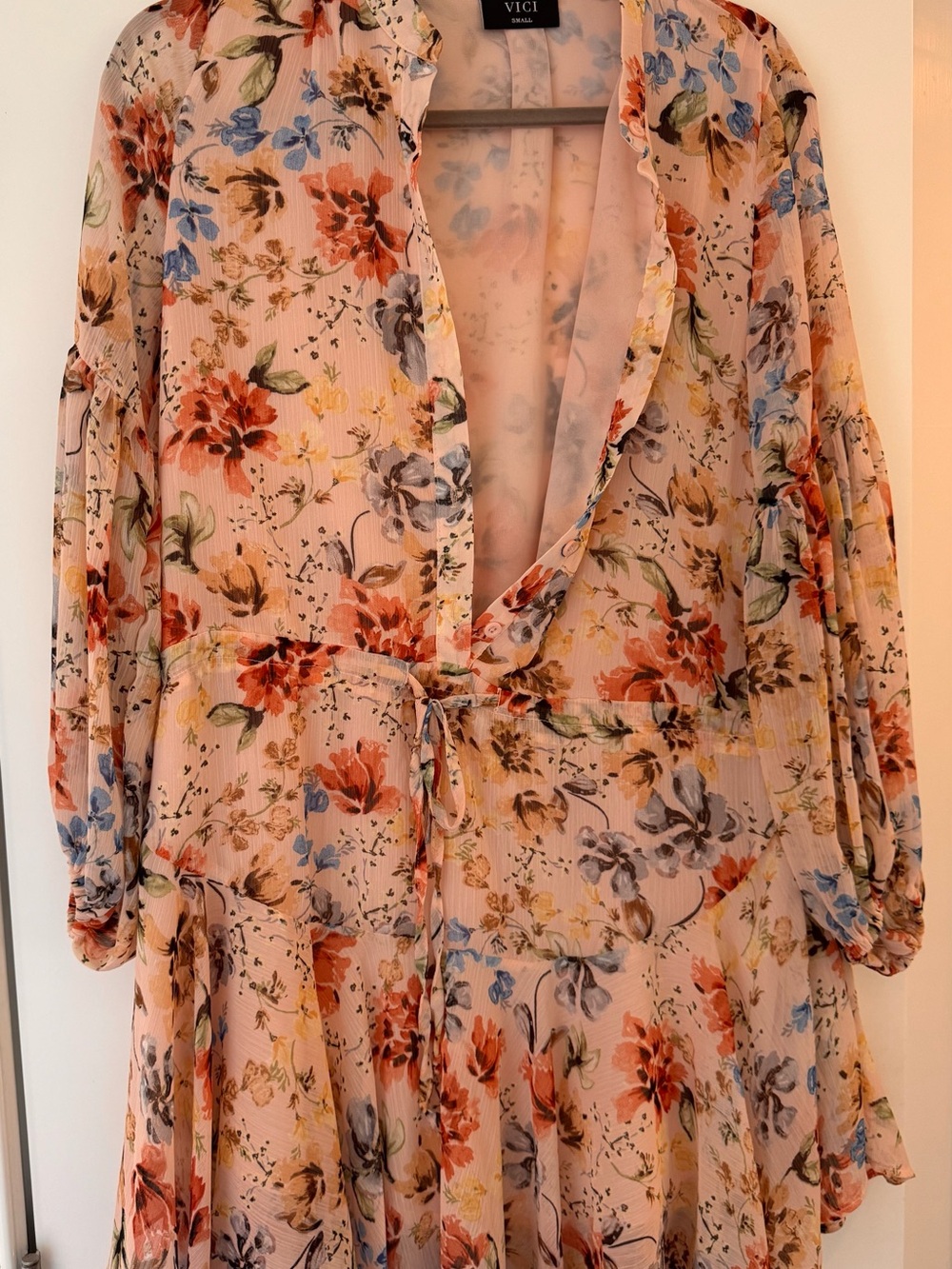 VICI Floral Long Sleeve Mini Dress – Size Small